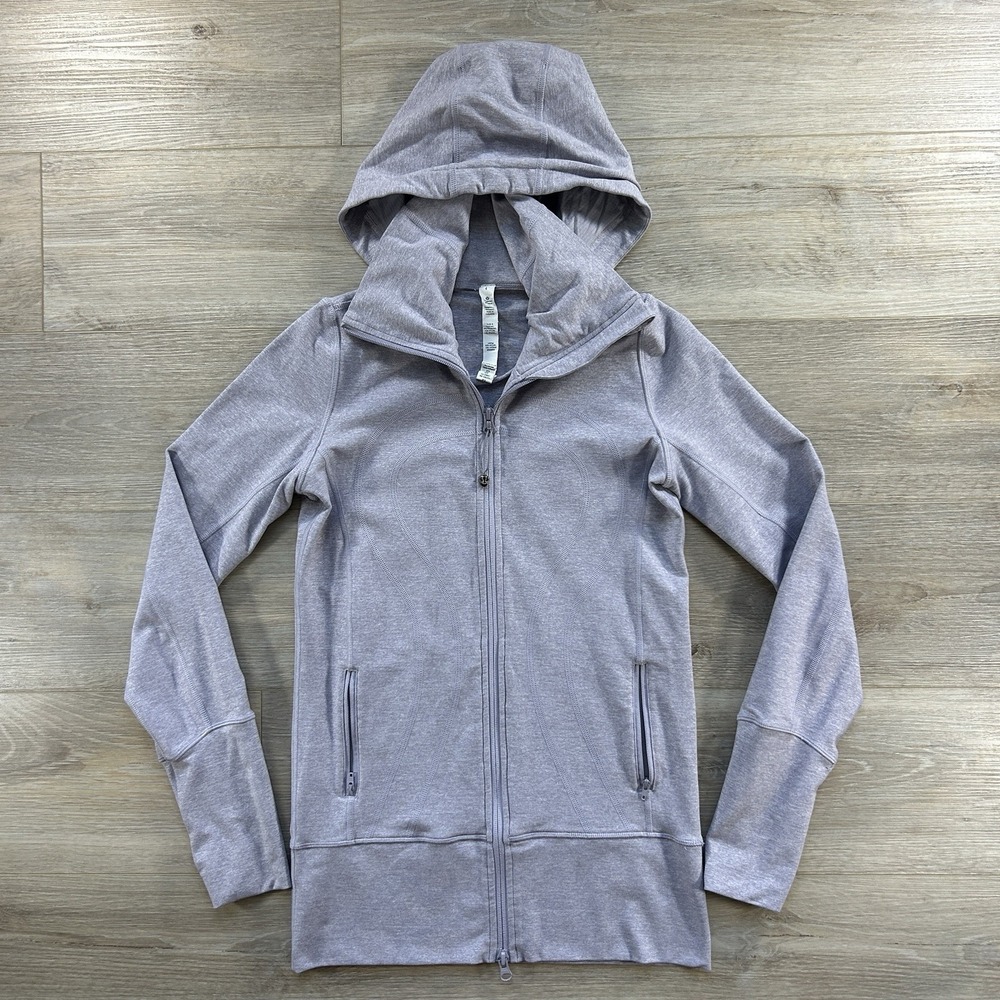 Lululemon Size 4 Heather Lilac In Stride Full Zip Hooded Athletic Jacket